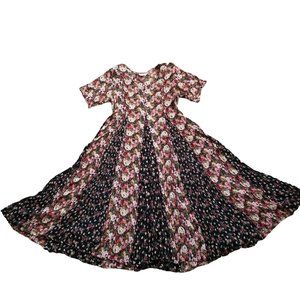 Paris Sport Club M Rayon Floral Modest Dress Sheer 80s Cottagecore Full A Line